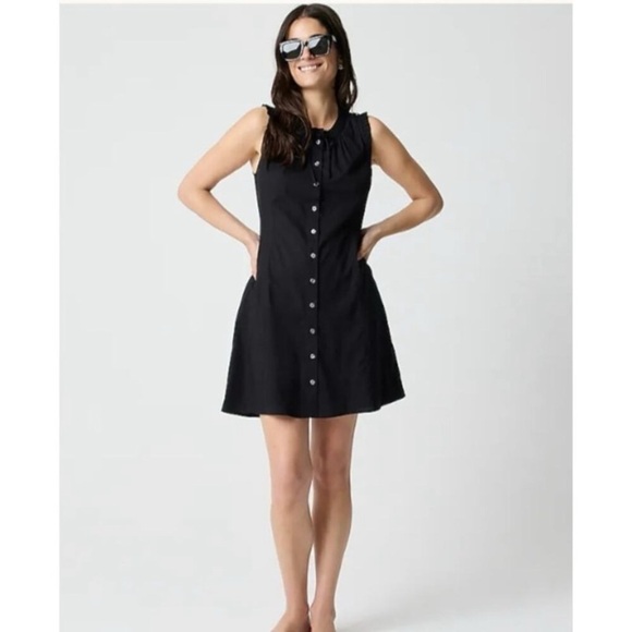 J. Crew Dresses & Skirts - J.Crew Ruffle tie-neck mini dress Black Size 4 NWT Minimalist Contemporary Basic